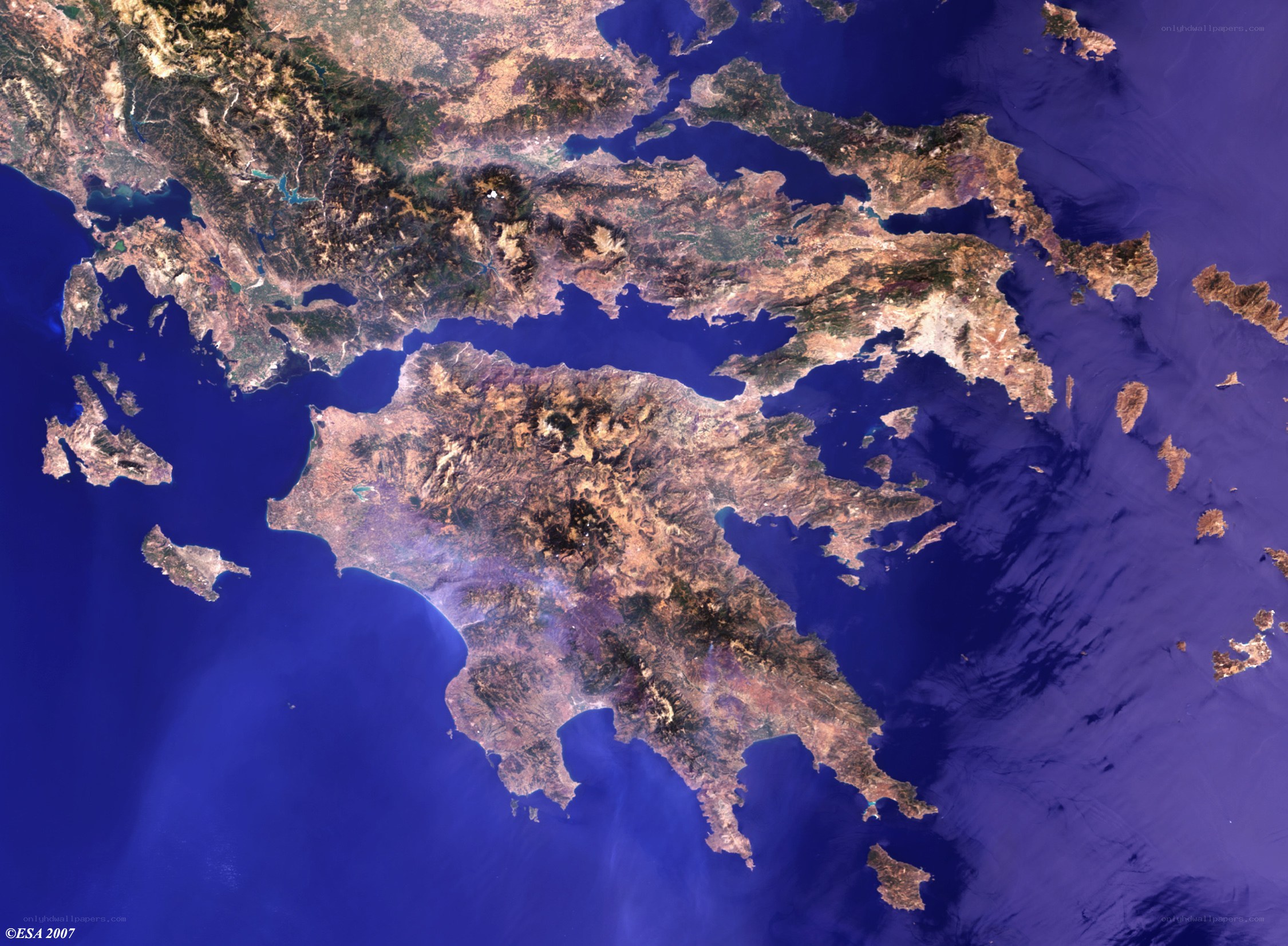 Satellite view of Greece