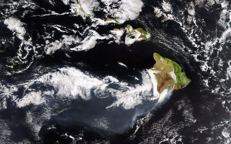 Satellite view of Hawaiian islands