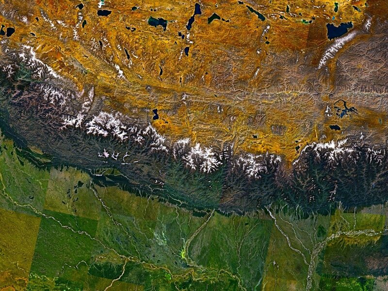 Satellite view of Himalayan region