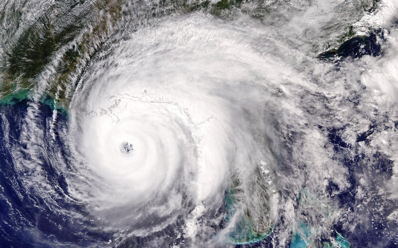 Satellite View of Hurricane — White, Dramatic