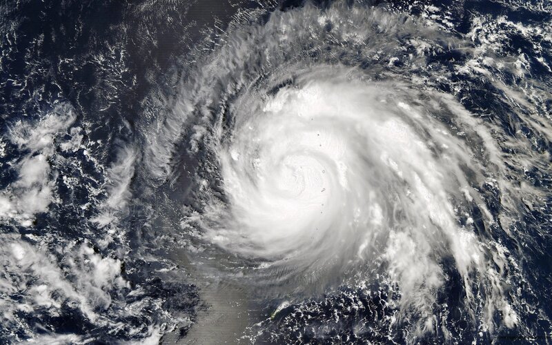 Satellite View of Hurricane — White
