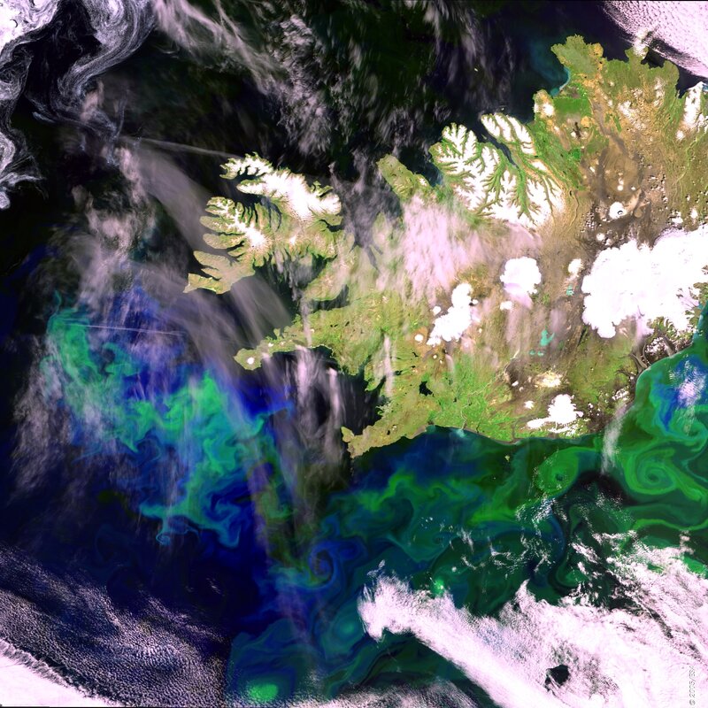 Satellite view of Iceland
