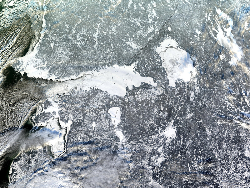 Satellite view of icy landscape