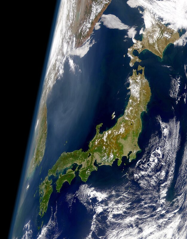 Satellite view of Japan