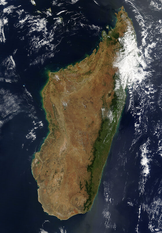 Satellite view of Madagascar