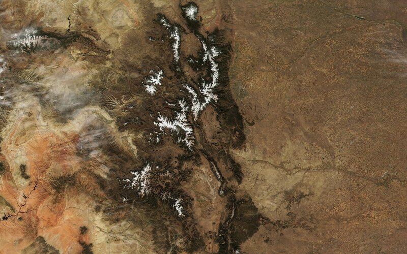 Satellite view of mountain range