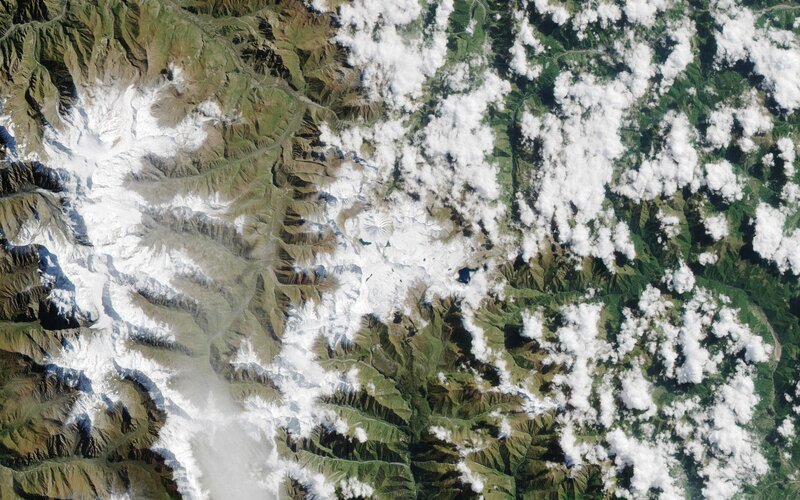 Satellite view of mountain range