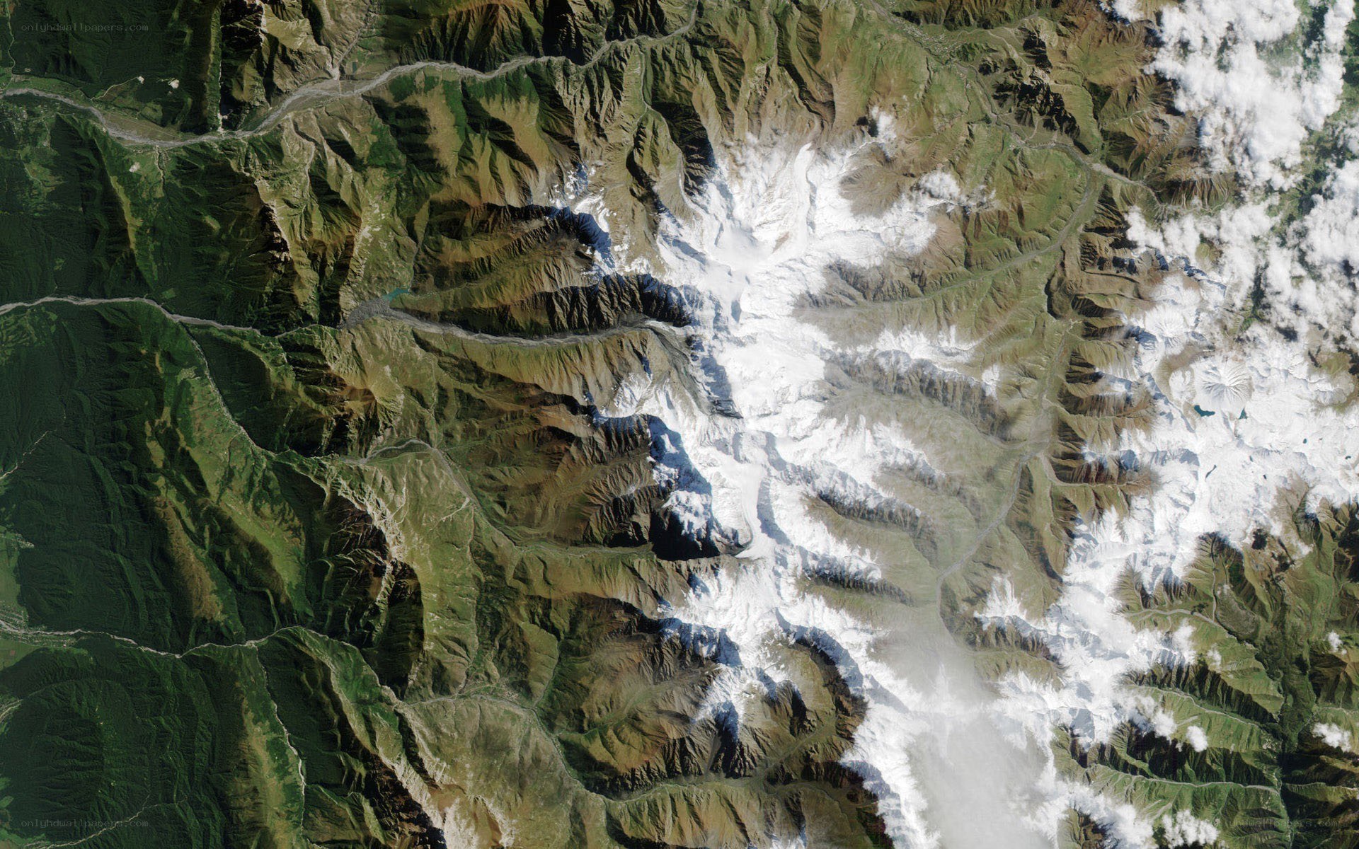 Satellite view of mountain range