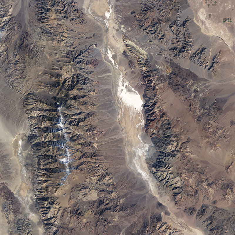Satellite view of mountain valley