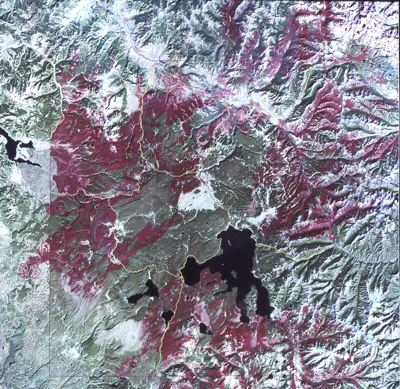 Satellite view of mountainous region