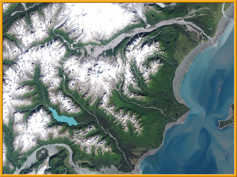 Satellite view of mountainous region
