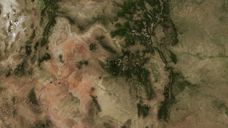 Satellite view of mountainous terrain