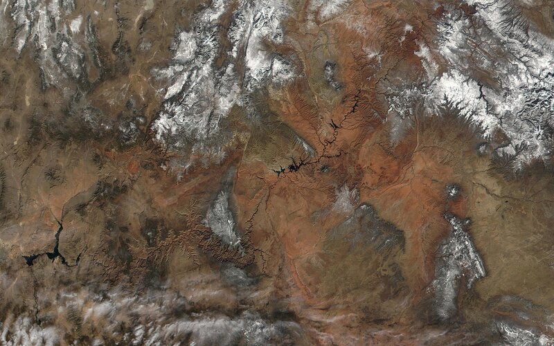 satellite view of mountainous terrain