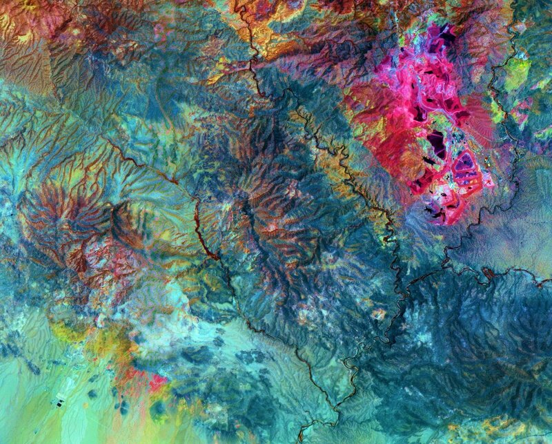 Satellite View of Mountains — Blue