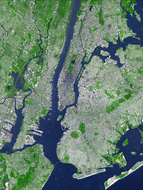 Satellite View of New York City — Green
