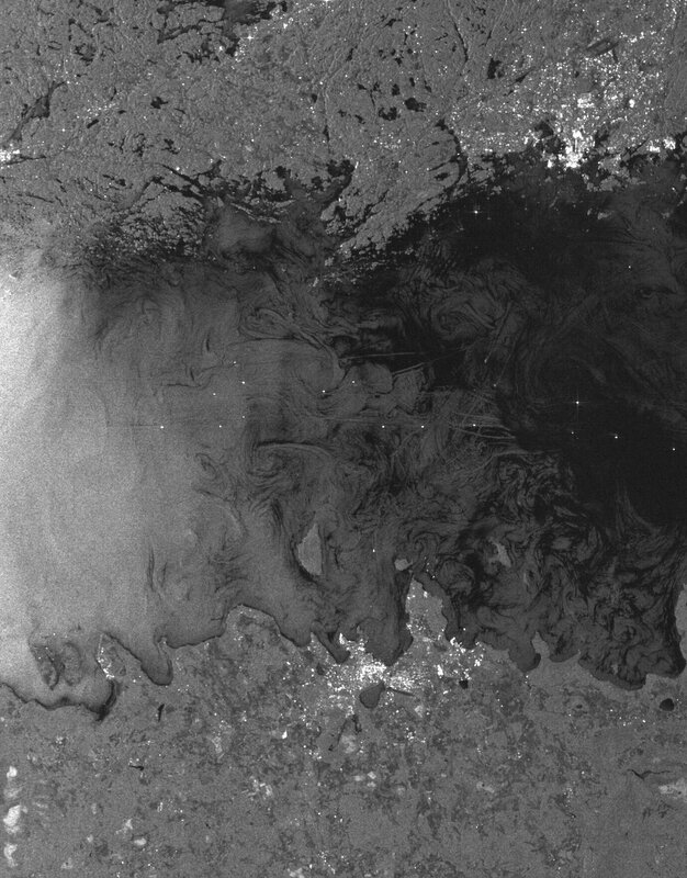 Satellite view of oil spill