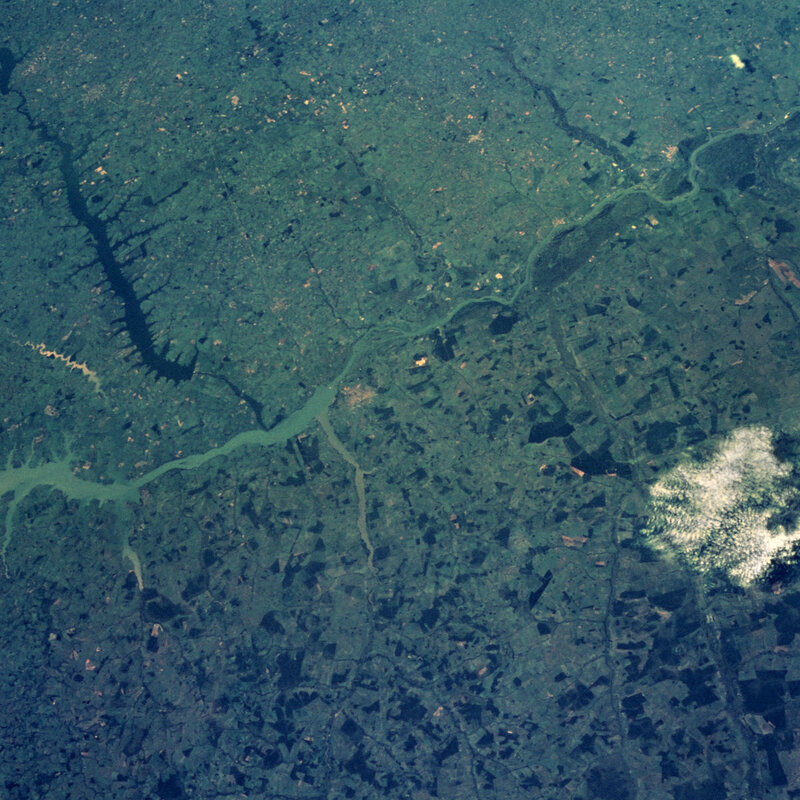 Satellite view of river and landscape