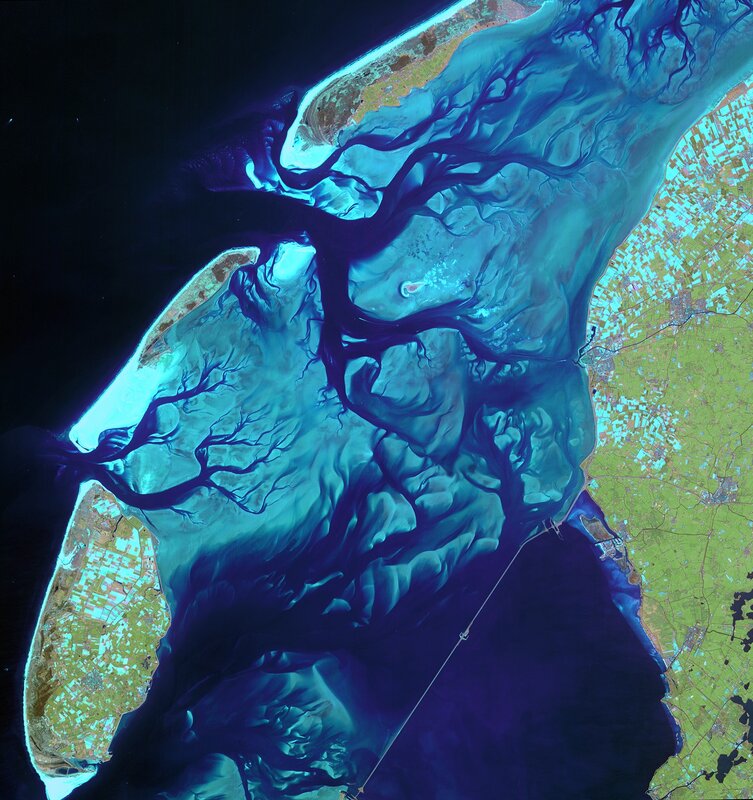 Satellite view of river delta