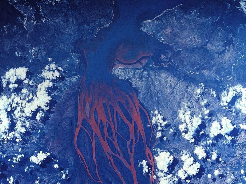 Satellite view of river delta