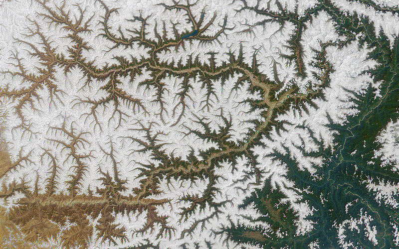 Satellite view of river deltas