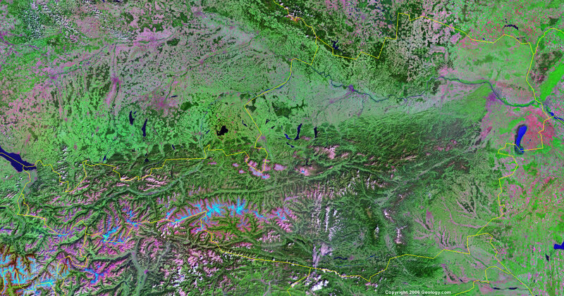 Satellite view of Siberian terrain