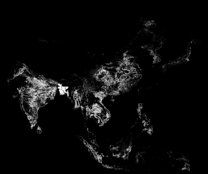 Satellite view of South Asia