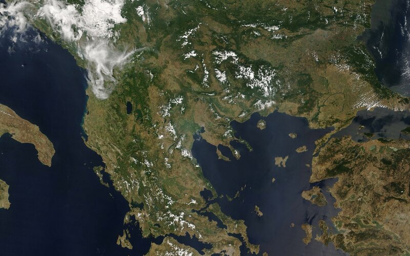 Satellite view of southeastern Europe