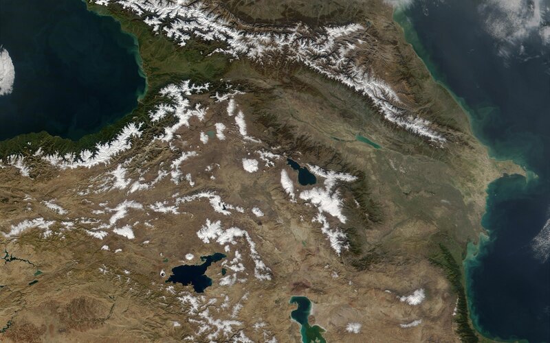 Satellite view of the Caucasus