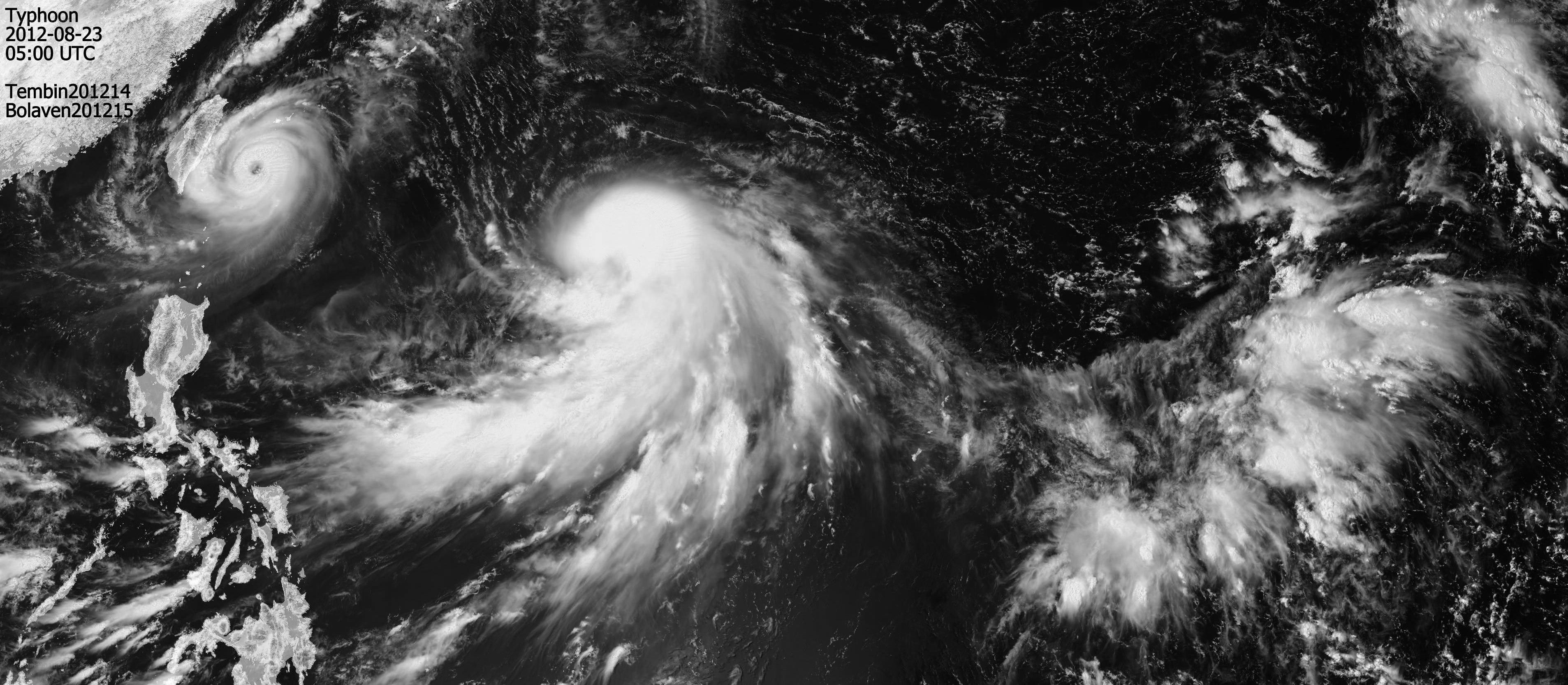 Satellite view of two typhoons