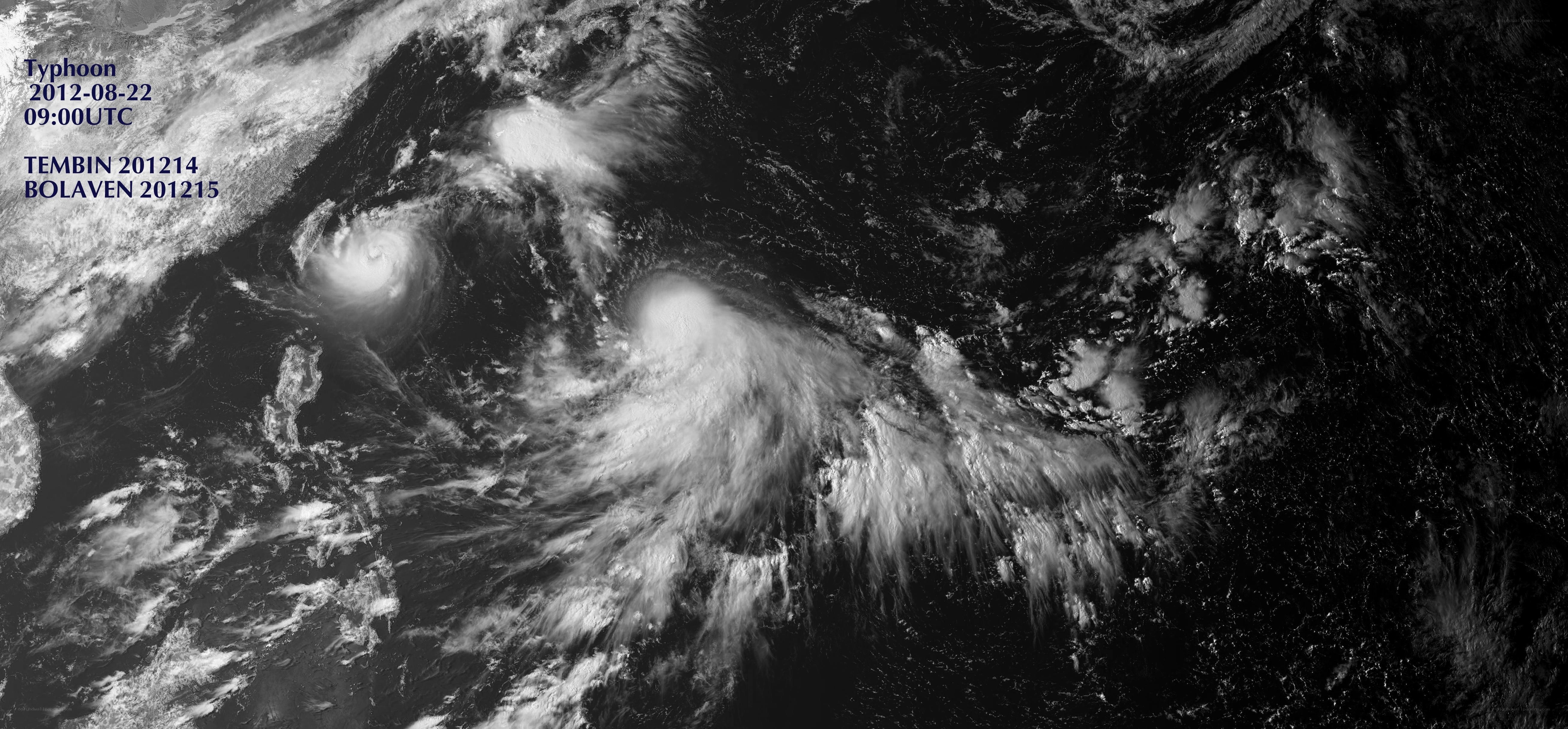 Satellite view of two typhoons