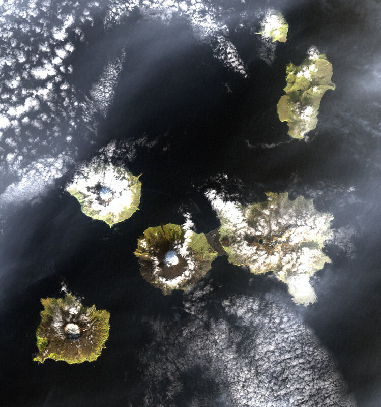 Satellite view of volcanic islands