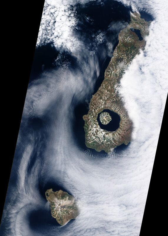 Satellite view of volcanic islands