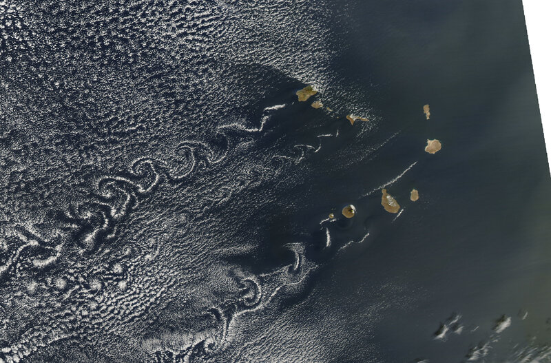 Satellite view of volcanic islands