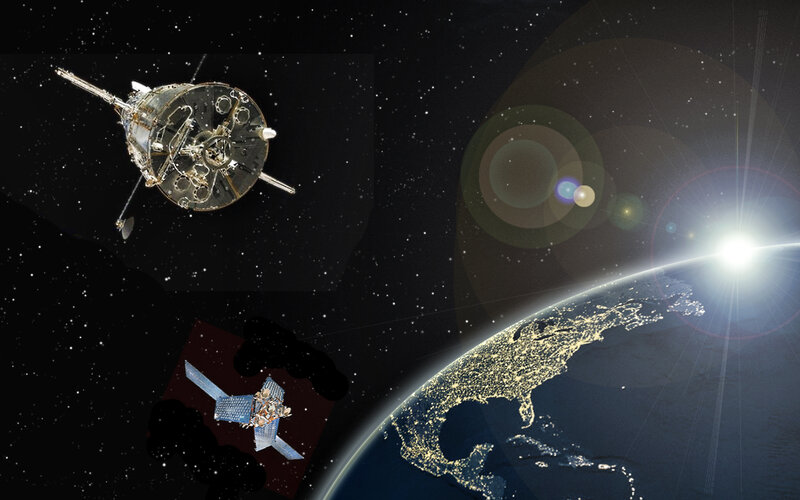 Satellites Orbiting Earth — Black