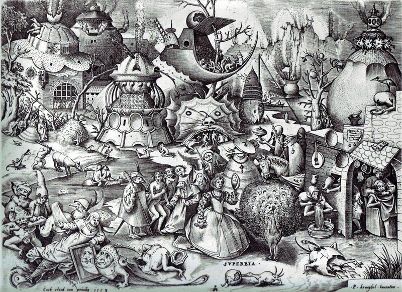 Satirical engraving of a chaotic scene