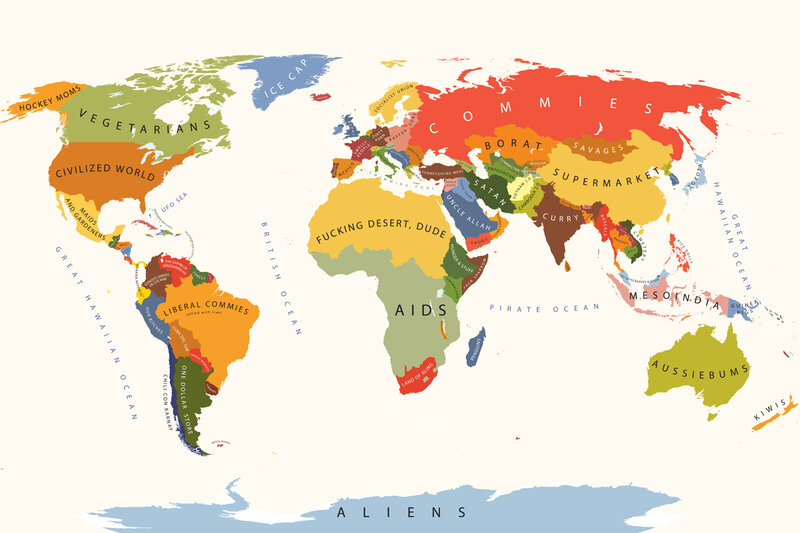 Satirical World Map — Green