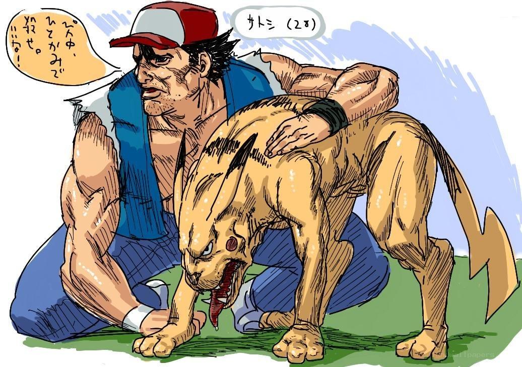 Satoshi with a Pokémon