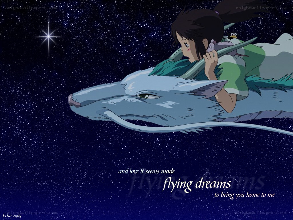 Satsuki and Totoro flying