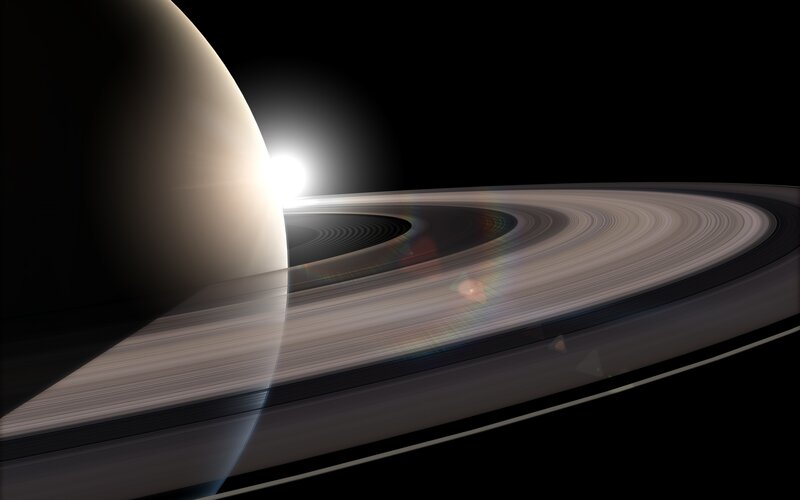 Saturn and Its Rings — Black, Dramatic, 3d Render