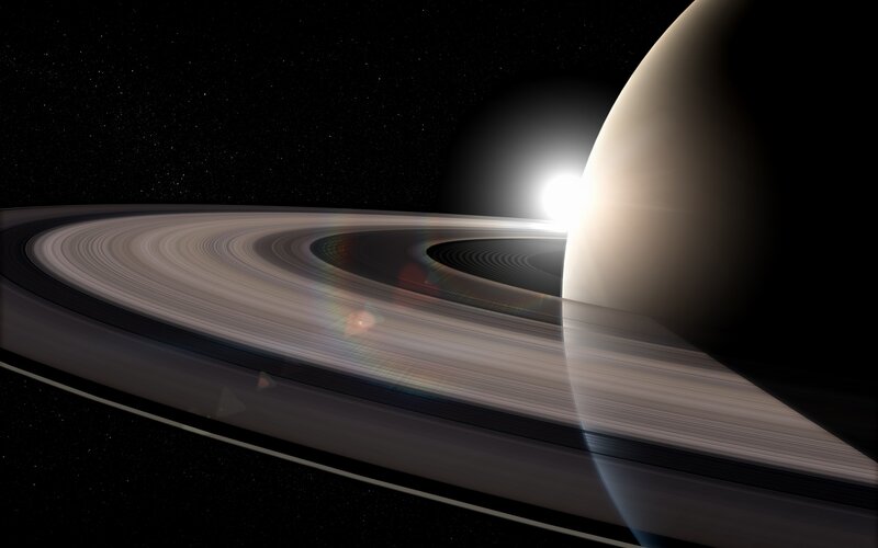 Saturn and Its Rings — Black, Dramatic, Night