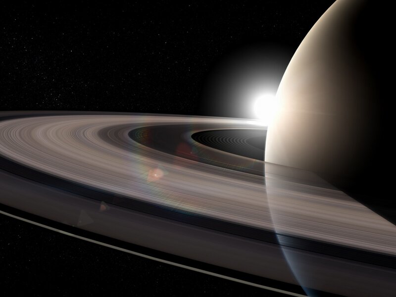 Saturn and Its Rings — Black, Dramatic