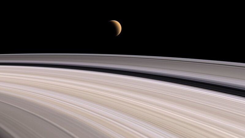 Saturn and Its Rings — Black, Serene, 3d Render