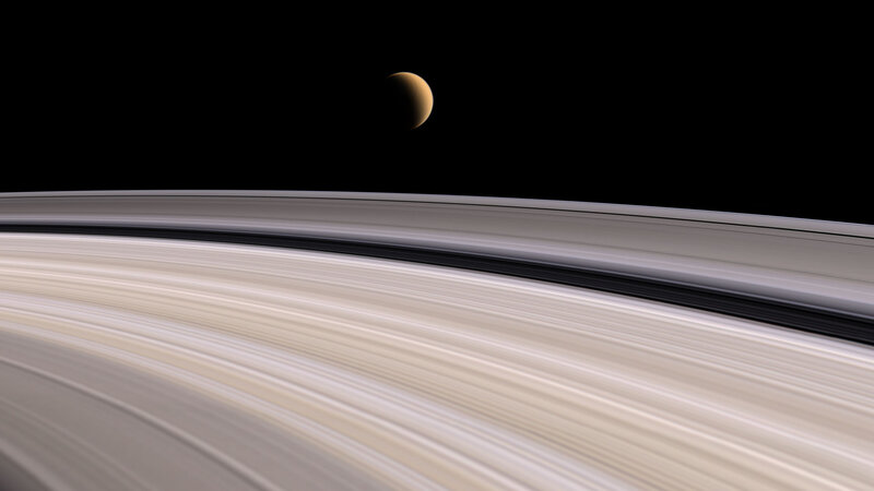 Saturn and Its Rings — Black, Serene