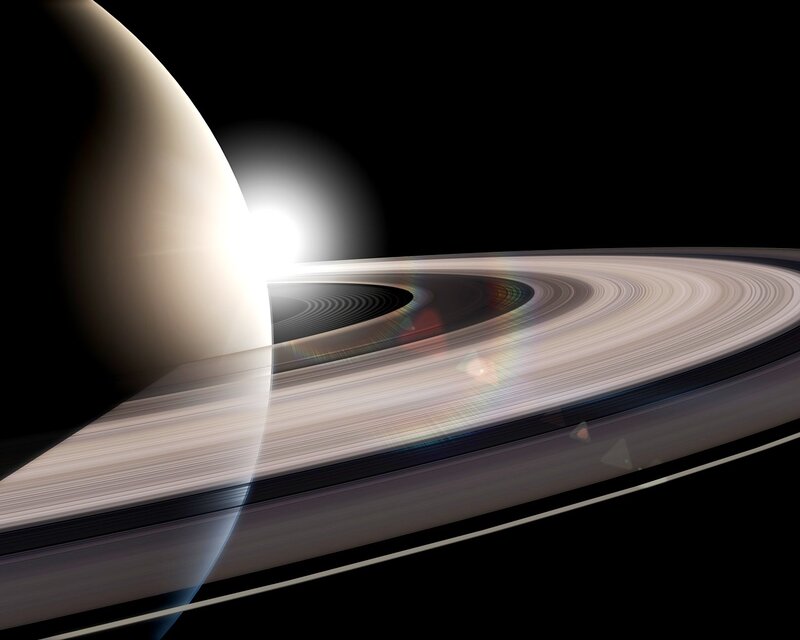 Saturn and Its Rings — Black