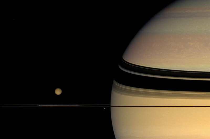 Saturn and Moon — Black, Dramatic