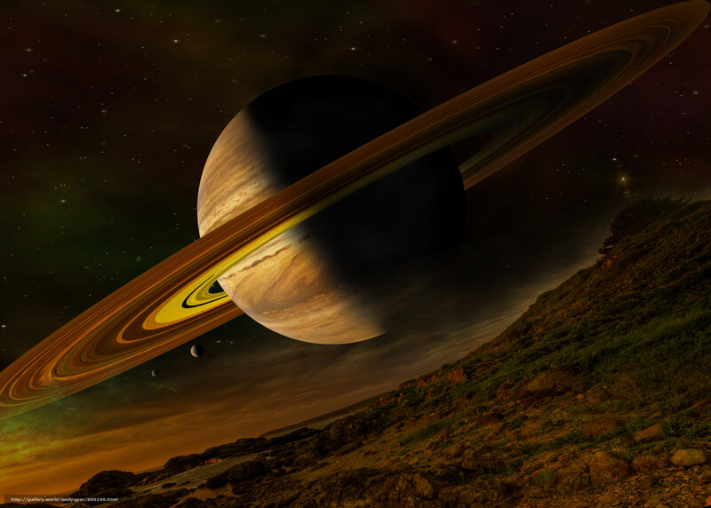Saturn from a distant moon
