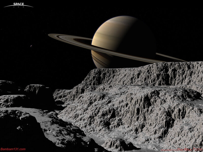 Saturn from Moon Surface