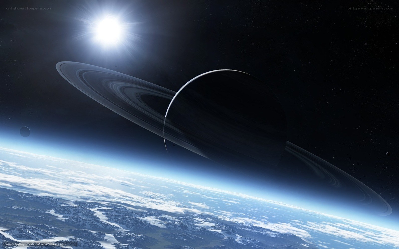 Saturn from space view