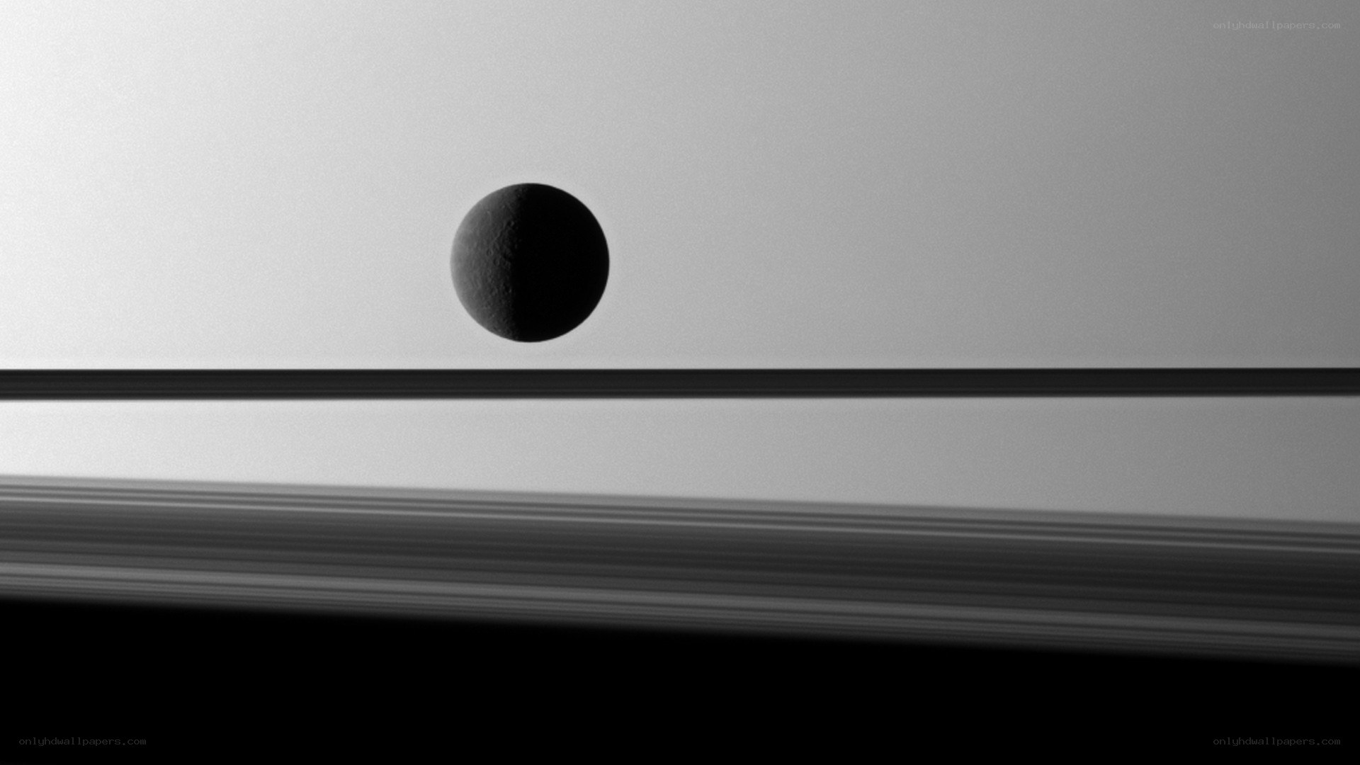Saturn moon and rings