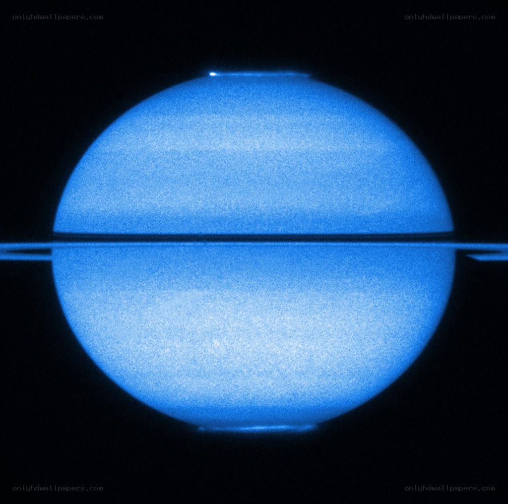Saturn's blue glow